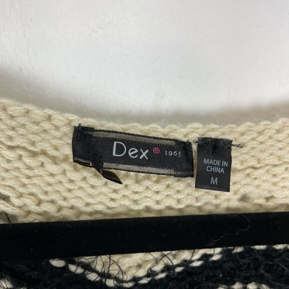 Dex Woman’s Dolman Sleeved Black Cream Fuzzy Sweater Size Medium - Picture 3 of 7